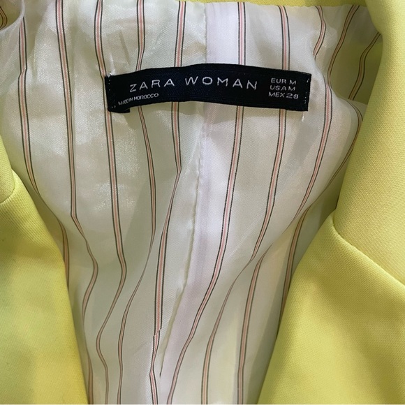 Zara Neon Yellow/Green Jacket Blazer Lightly Padded Shoulders Classic Colorful - Picture 3 of 8